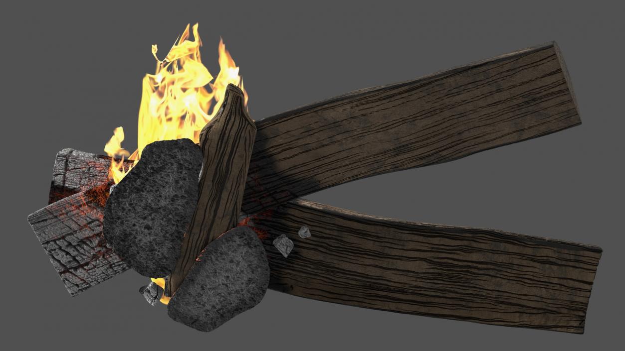 3D Burning Wooden Logs 2