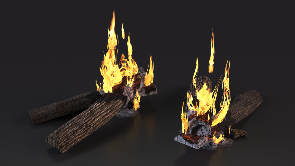 3D Burning Wooden Logs 2