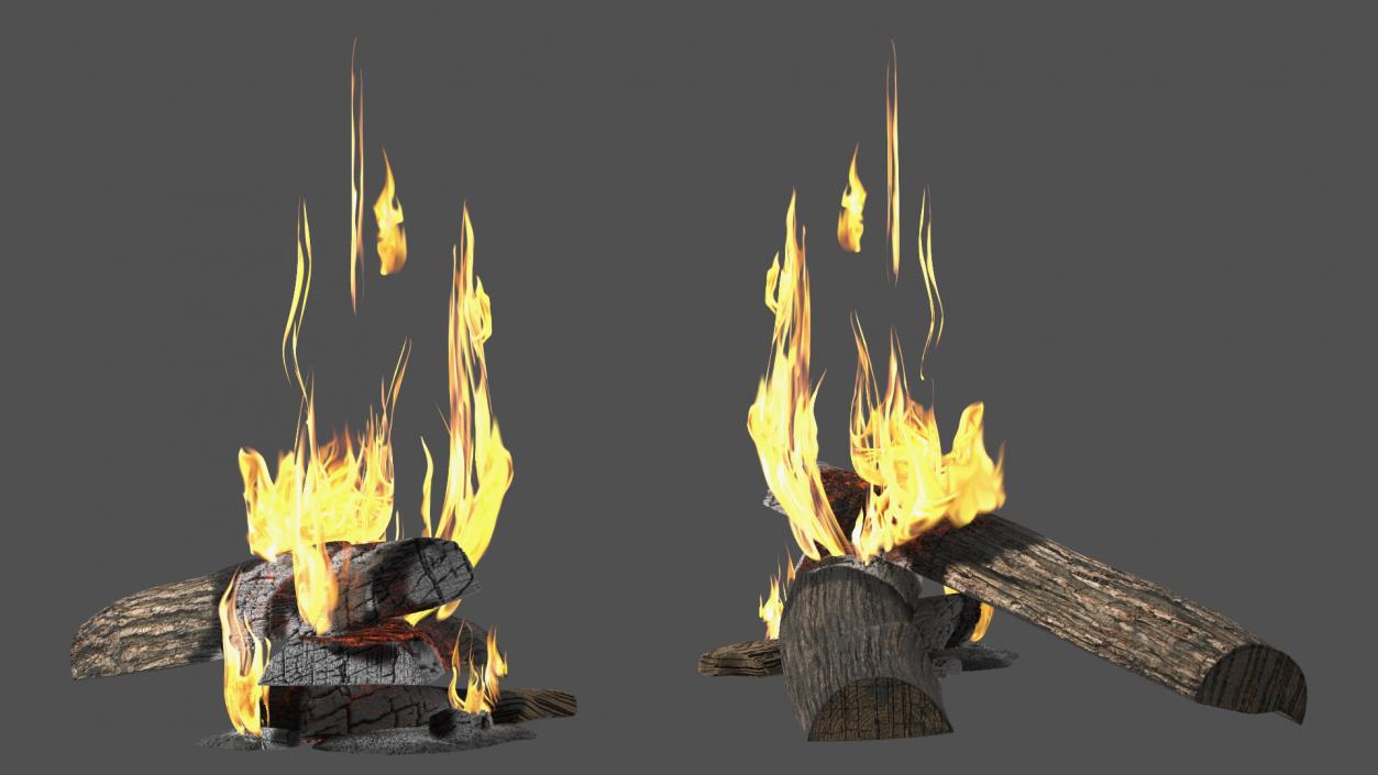 3D Burning Wooden Logs 2