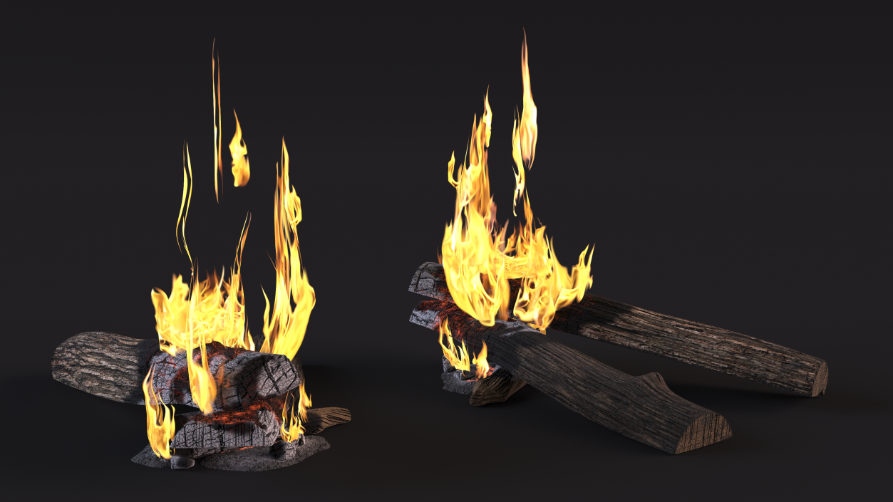 3D Burning Wooden Logs 2