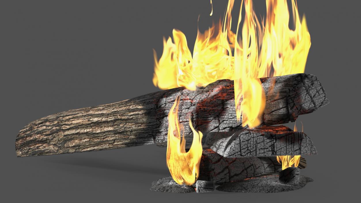 3D Burning Wooden Logs 2