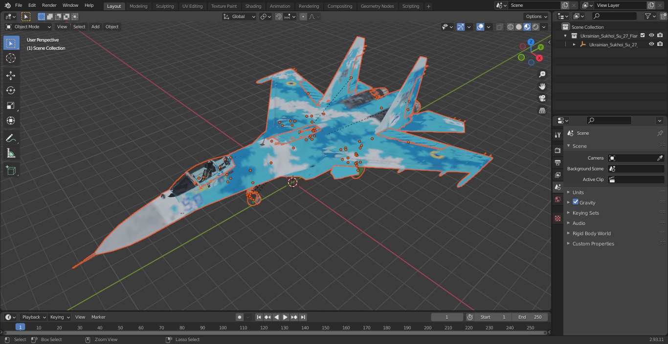 Ukrainian Sukhoi Su-27 Flanker Fighter Aircraft 3D