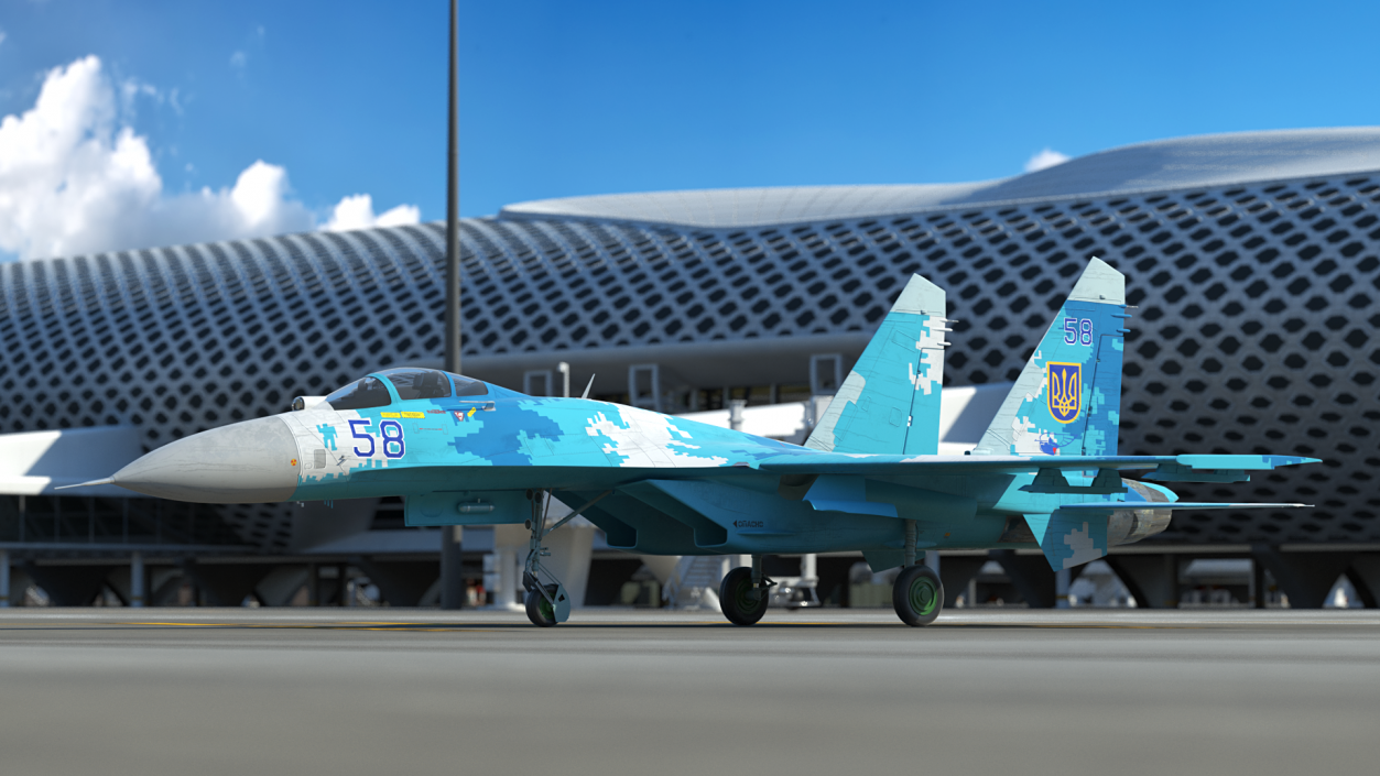 Ukrainian Sukhoi Su-27 Flanker Fighter Aircraft 3D