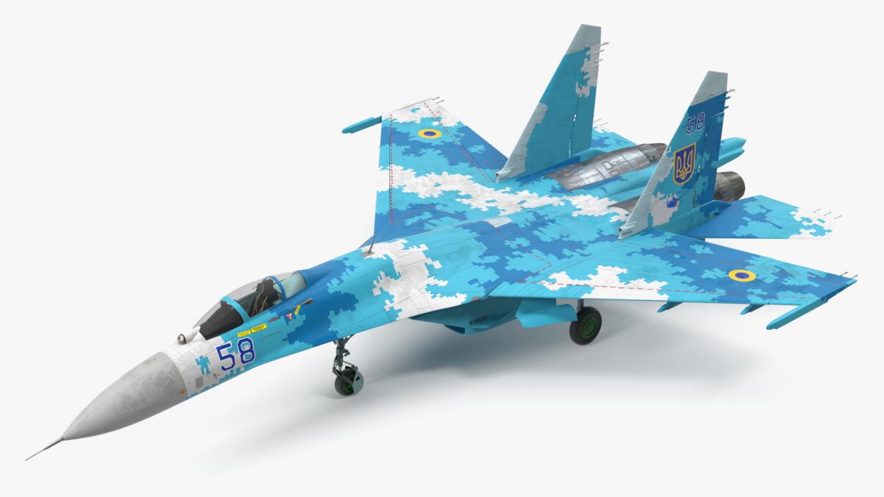 Ukrainian Sukhoi Su-27 Flanker Fighter Aircraft 3D