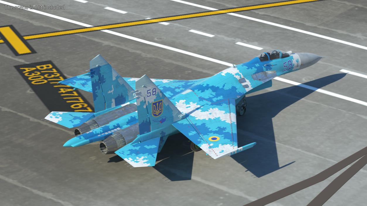 Ukrainian Sukhoi Su-27 Flanker Fighter Aircraft 3D