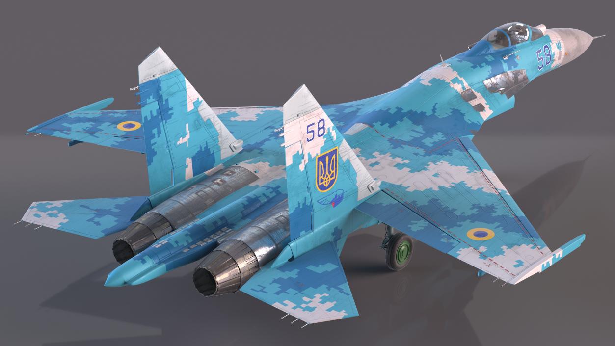 Ukrainian Sukhoi Su-27 Flanker Fighter Aircraft 3D