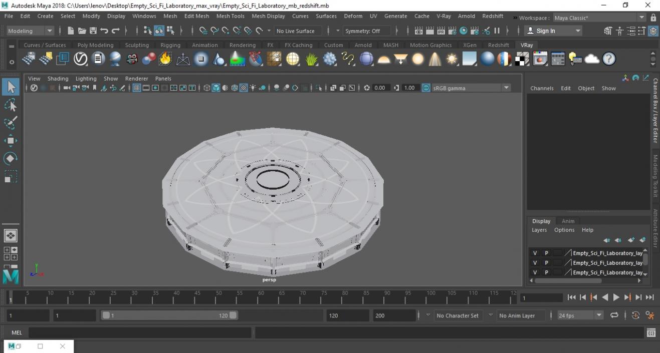 3D Empty Sci Fi Laboratory model