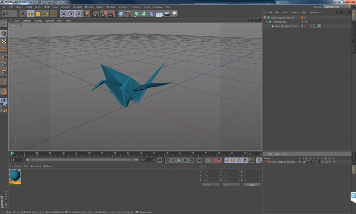 3D model Blue Origami Orizuru
