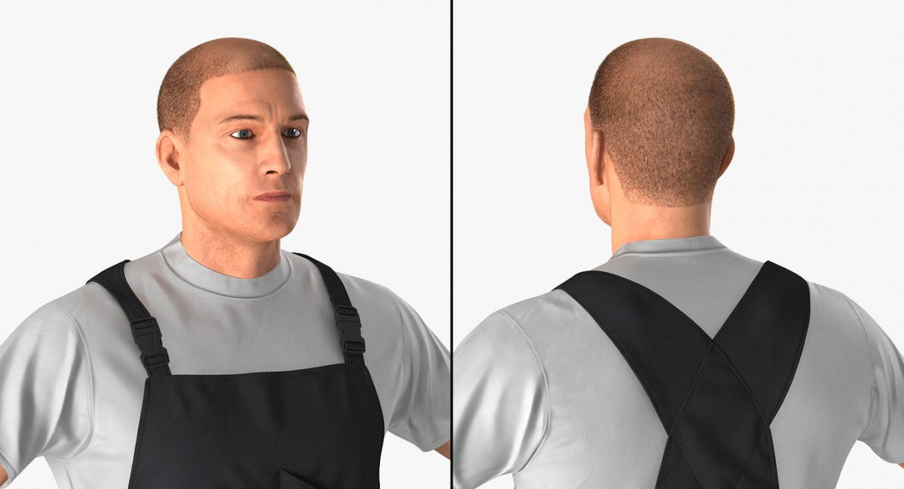 3D model Worker Black Uniform