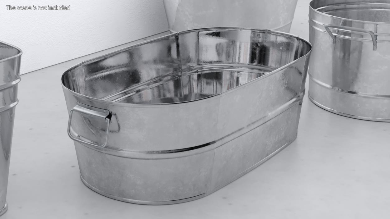 Galvanized Oval Tub 3D model