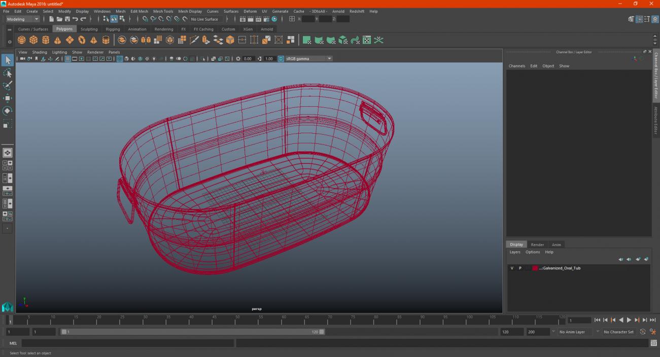 Galvanized Oval Tub 3D model