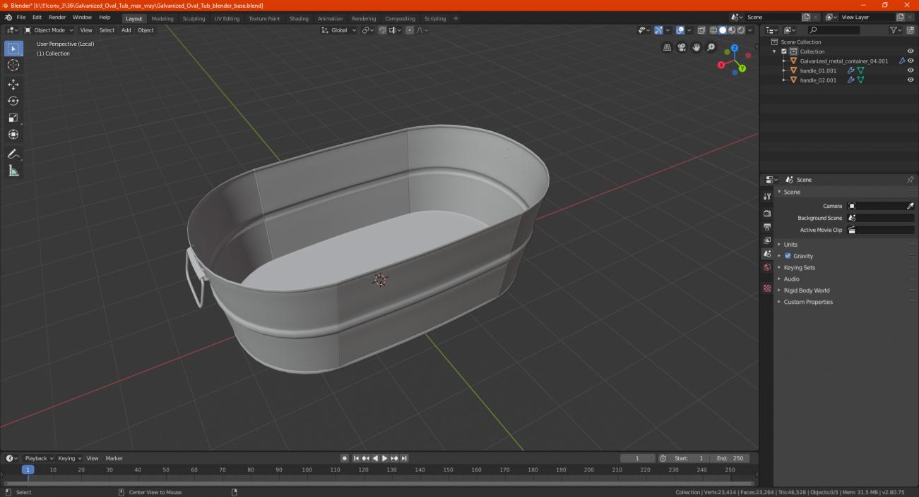 Galvanized Oval Tub 3D model