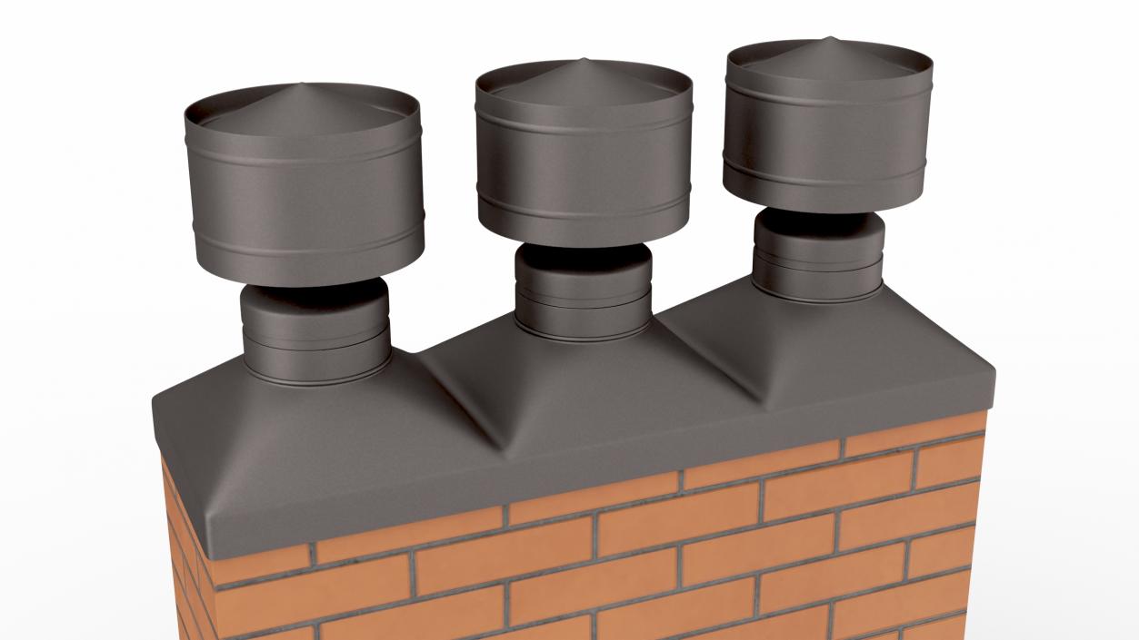 3D model Brick Triple Chimney