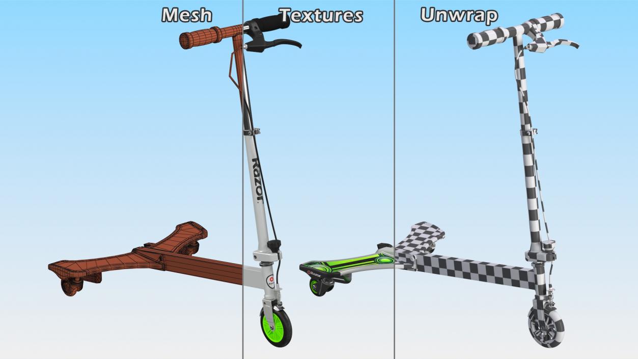 Razor PowerWing DLX Scooter Rigged 3D model