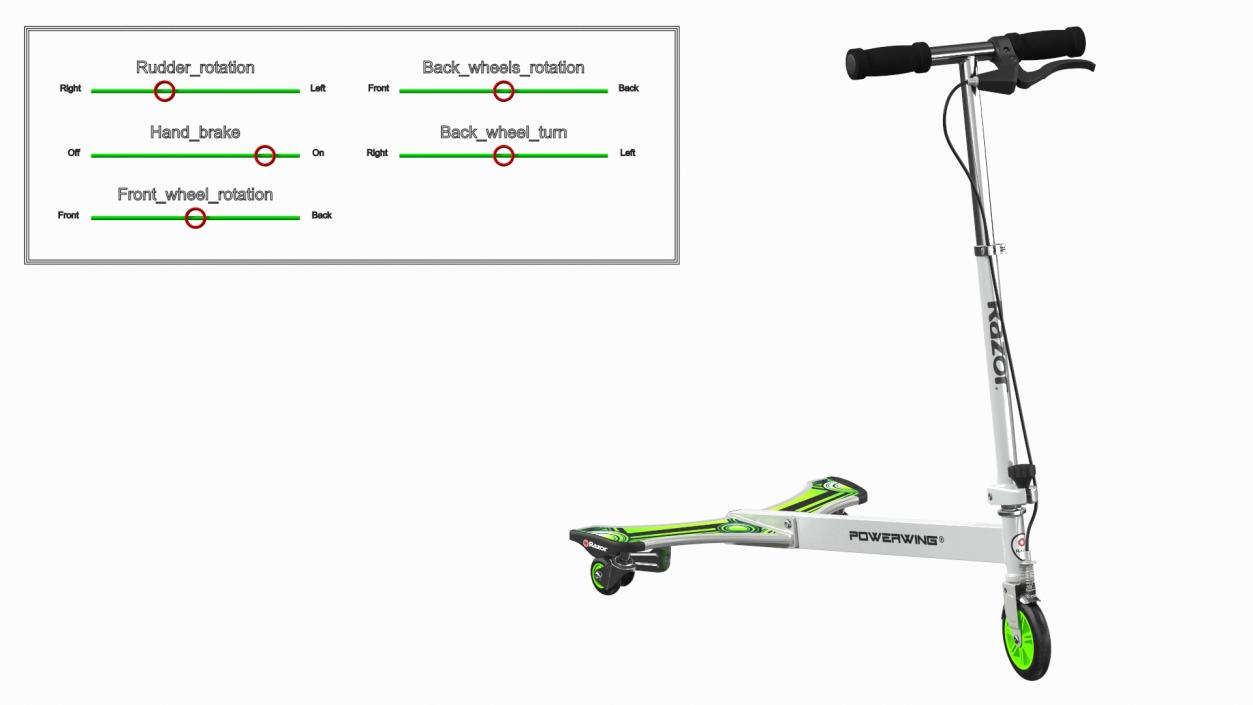 Razor PowerWing DLX Scooter Rigged 3D model