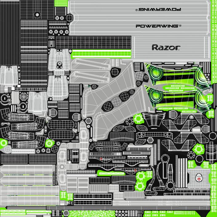 Razor PowerWing DLX Scooter Rigged 3D model