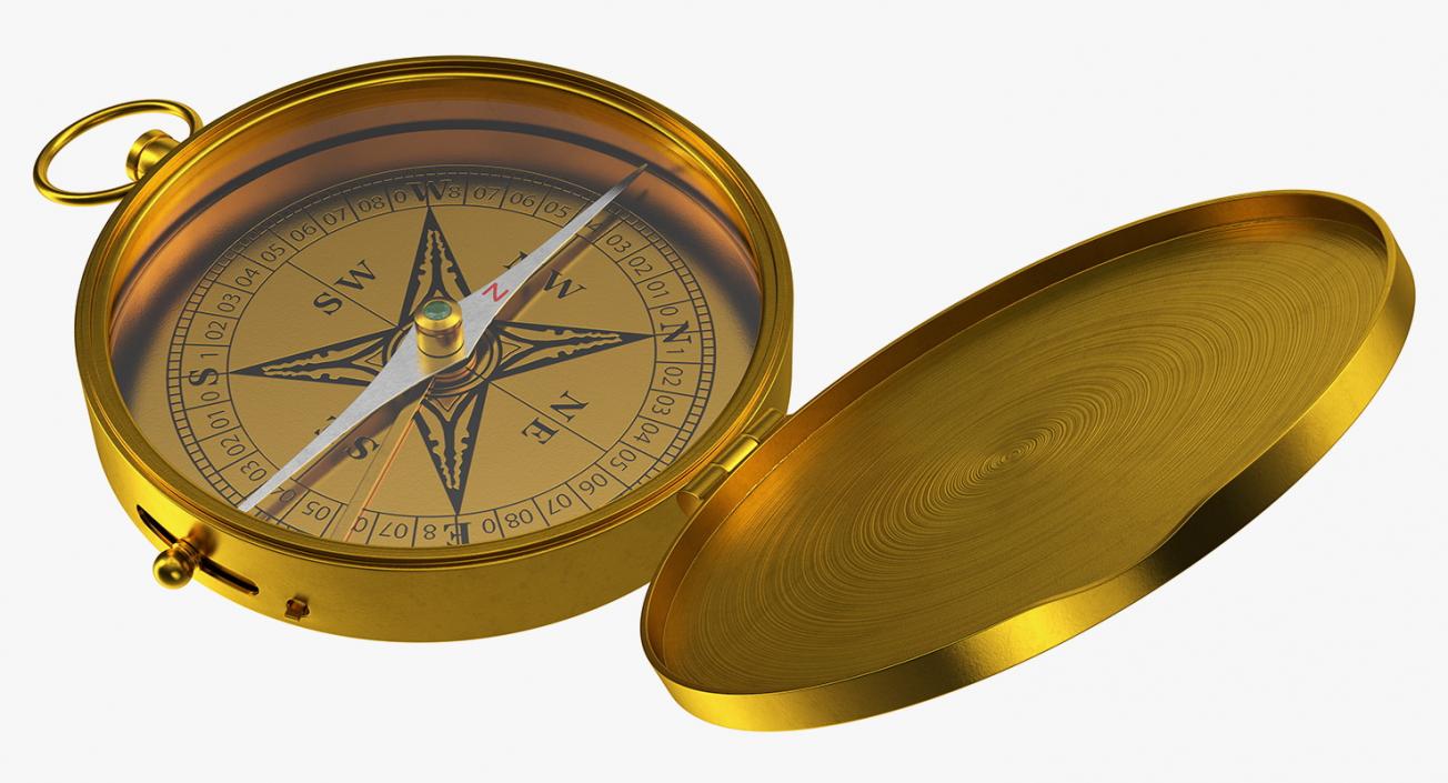 3D Vintage Brass Compass