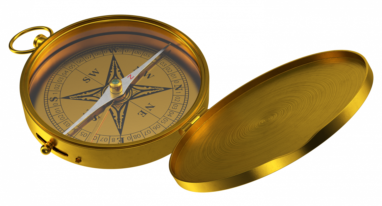 3D Vintage Brass Compass