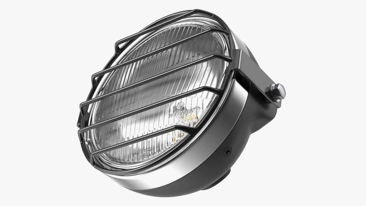 Motorcycle Headlight White with Cover Protector 3D