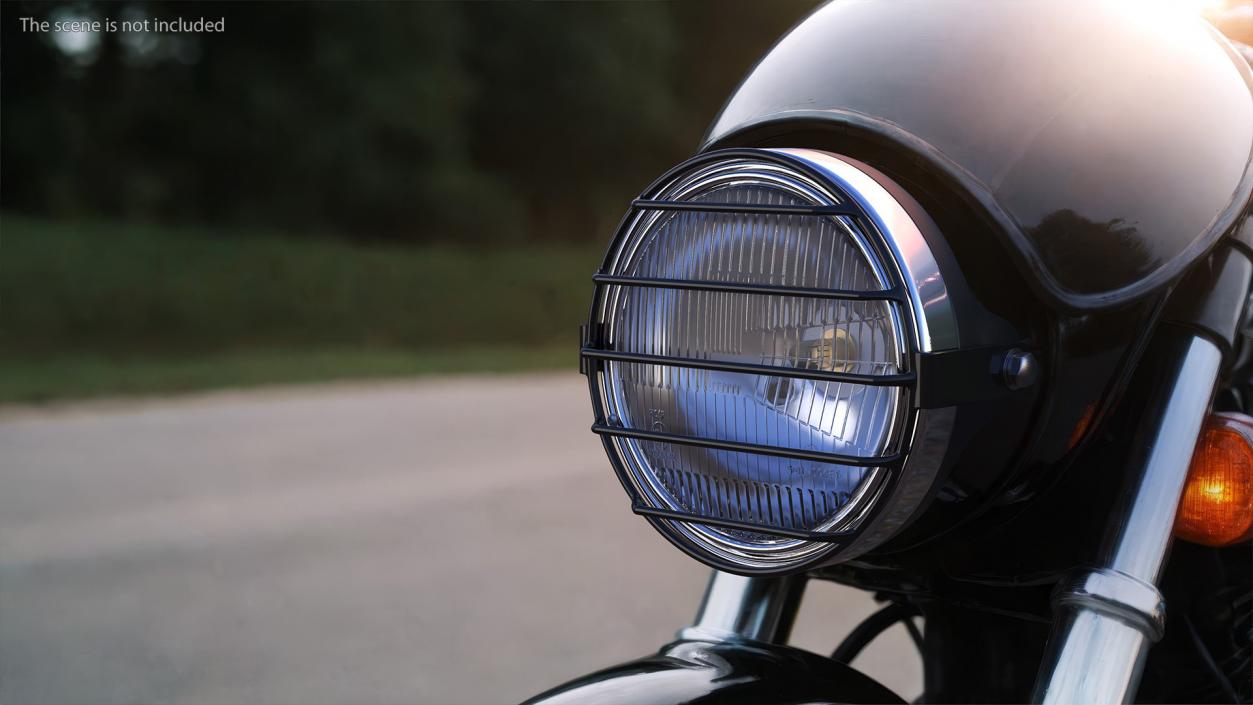 Motorcycle Headlight White with Cover Protector 3D