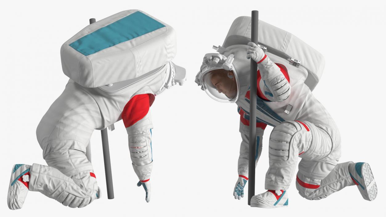 Next Gen Spacesuit on Astronaut Crawling Pose Fur 3D model