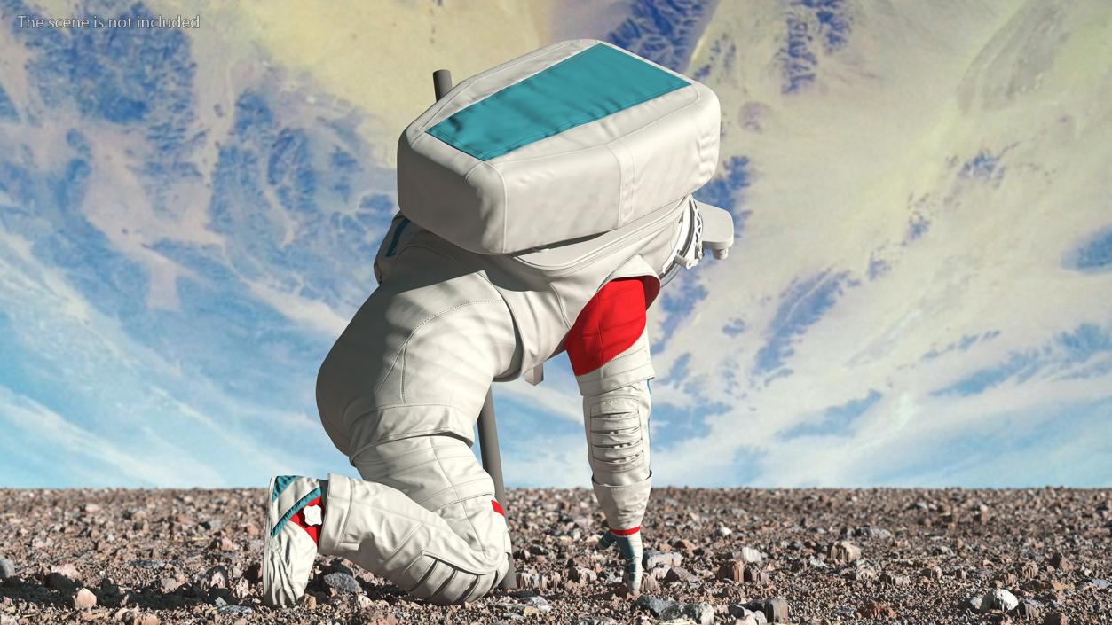 Next Gen Spacesuit on Astronaut Crawling Pose Fur 3D model