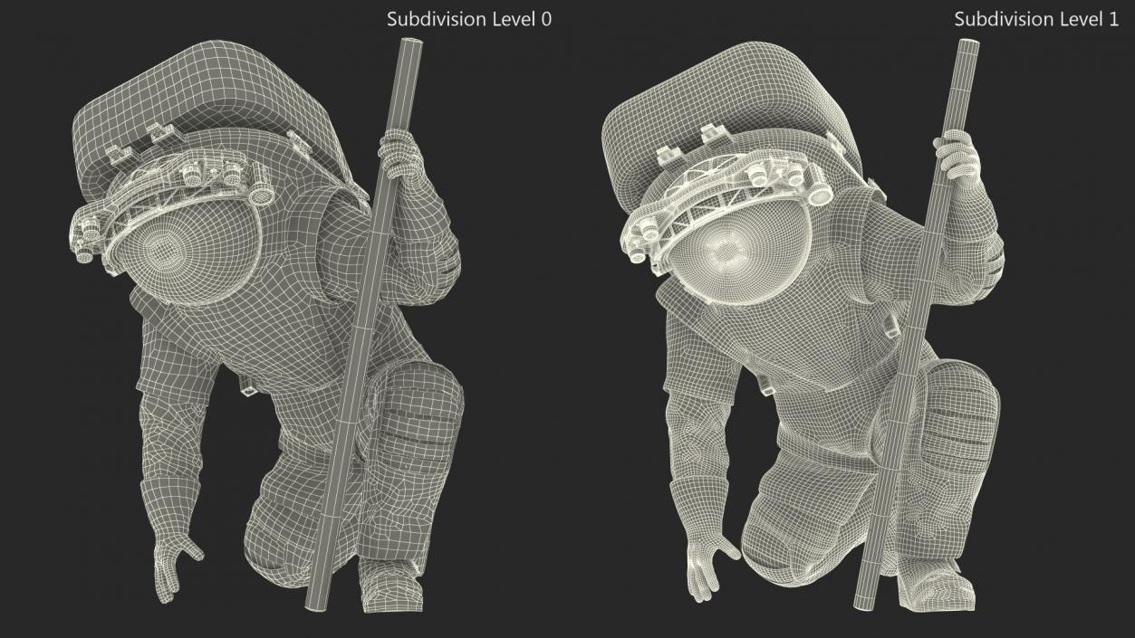 Next Gen Spacesuit on Astronaut Crawling Pose Fur 3D model