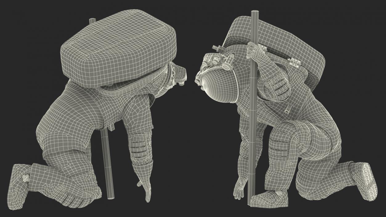 Next Gen Spacesuit on Astronaut Crawling Pose Fur 3D model