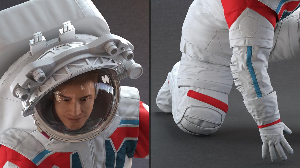 Next Gen Spacesuit on Astronaut Crawling Pose Fur 3D model