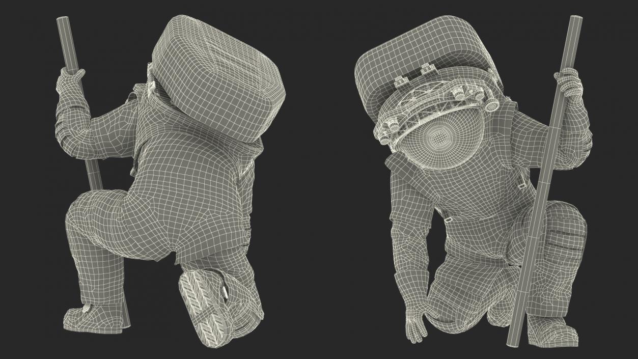 Next Gen Spacesuit on Astronaut Crawling Pose Fur 3D model