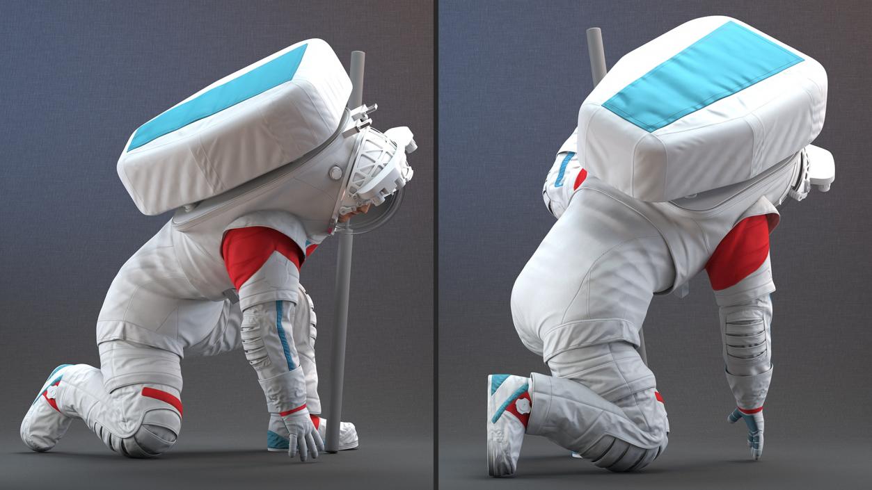 Next Gen Spacesuit on Astronaut Crawling Pose Fur 3D model