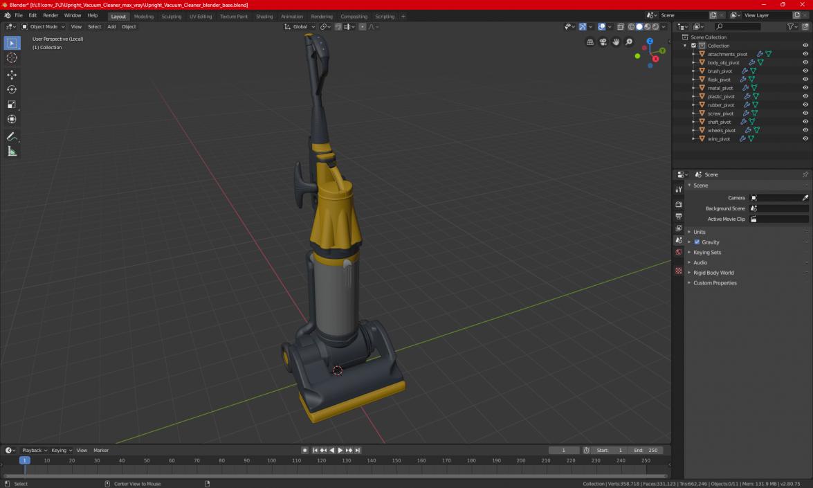 Upright Vacuum Cleaner 2 3D model