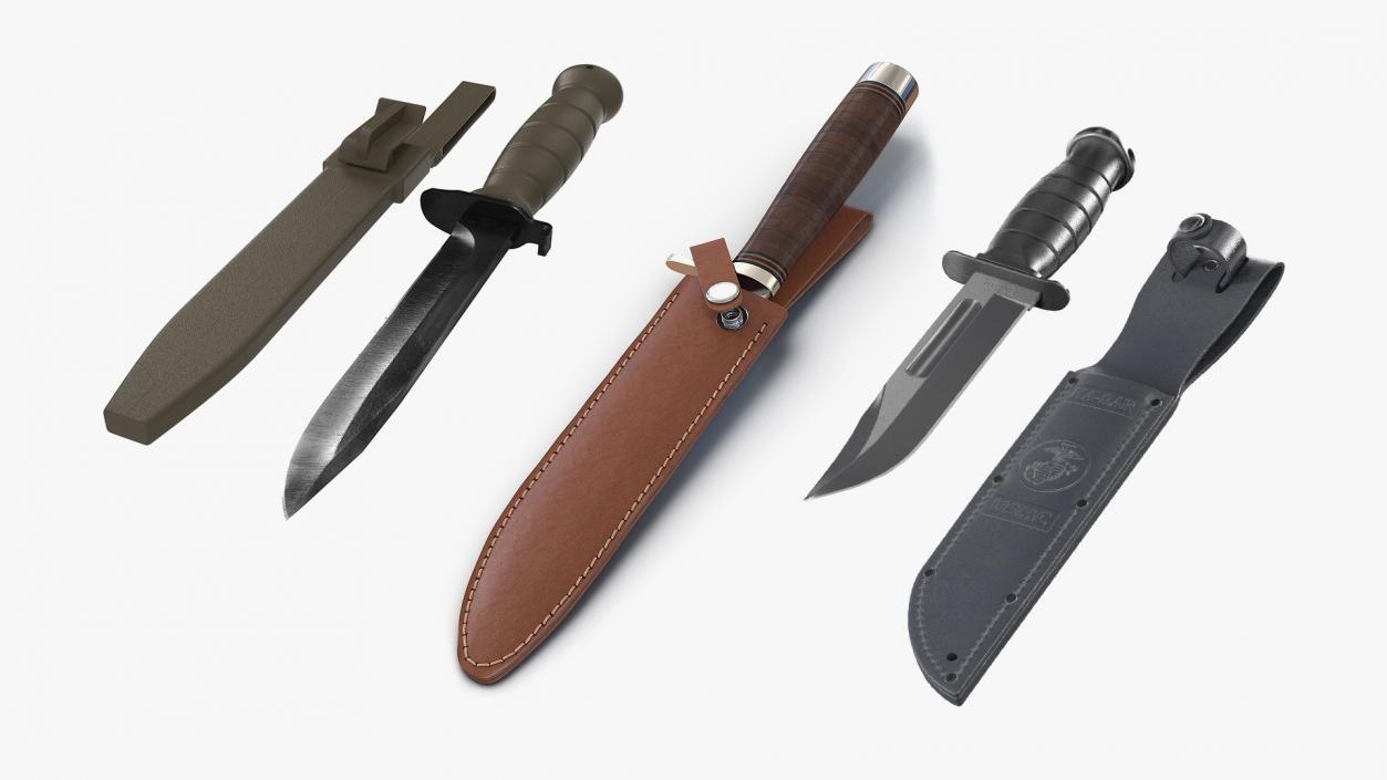 Knives with Sheath Collection 3D model