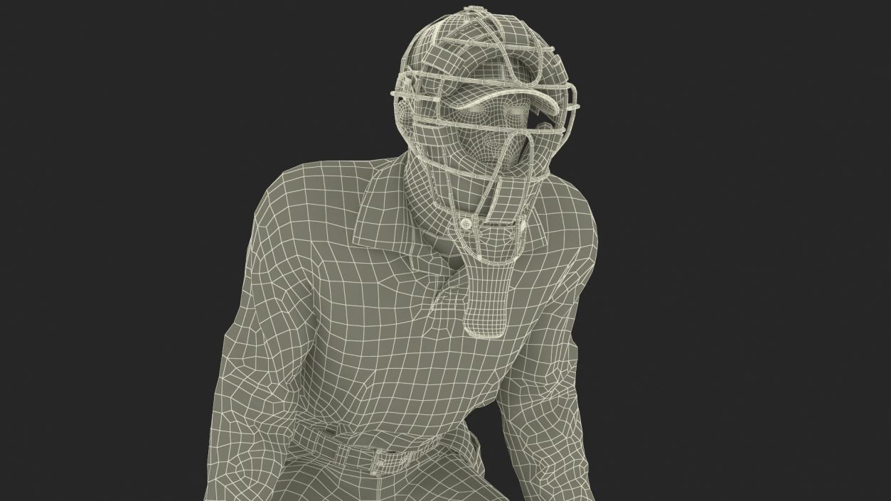 Baseball Umpire with Protective Mask Ready Pose 3D