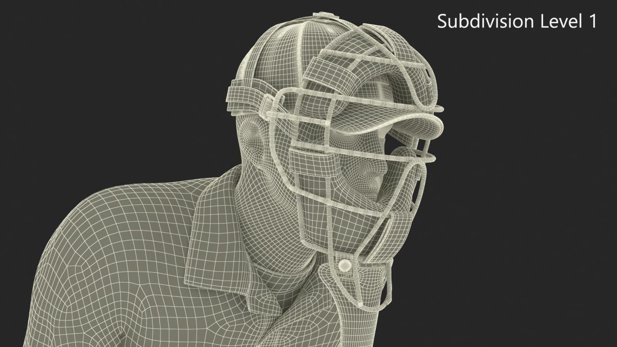 Baseball Umpire with Protective Mask Ready Pose 3D