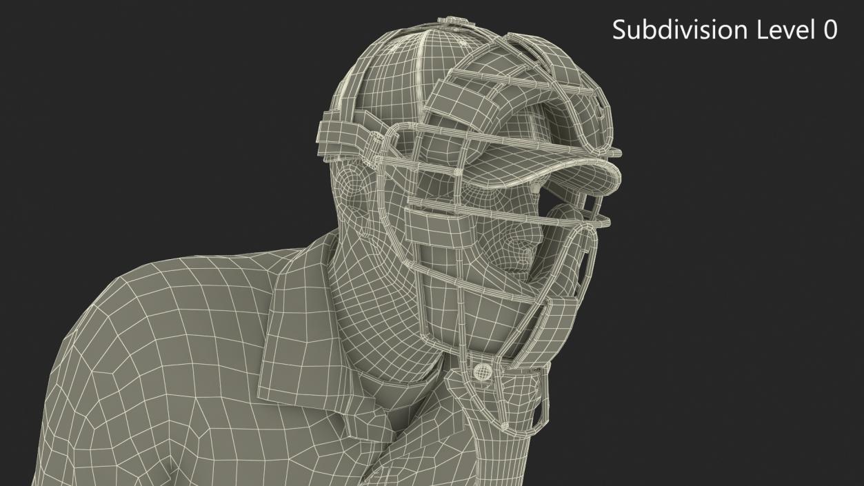 Baseball Umpire with Protective Mask Ready Pose 3D