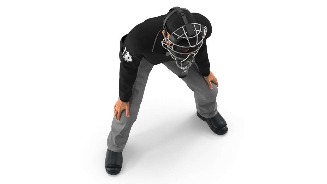 Baseball Umpire with Protective Mask Ready Pose 3D