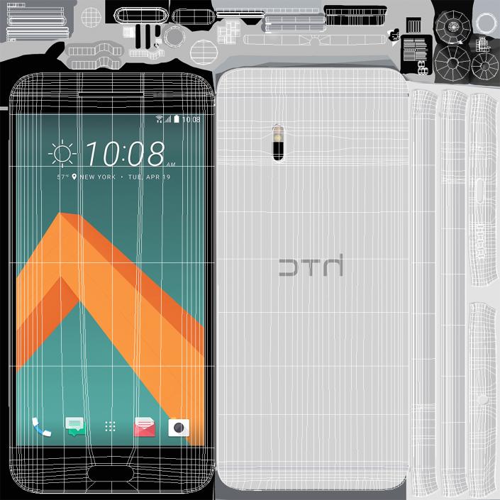 3D HTC 10 Glacier Silver