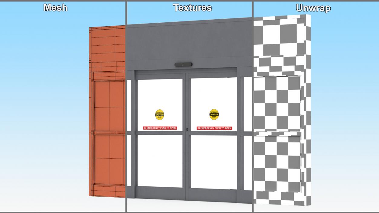 Retail Sliding Door System with Aluminium Framing 3D model