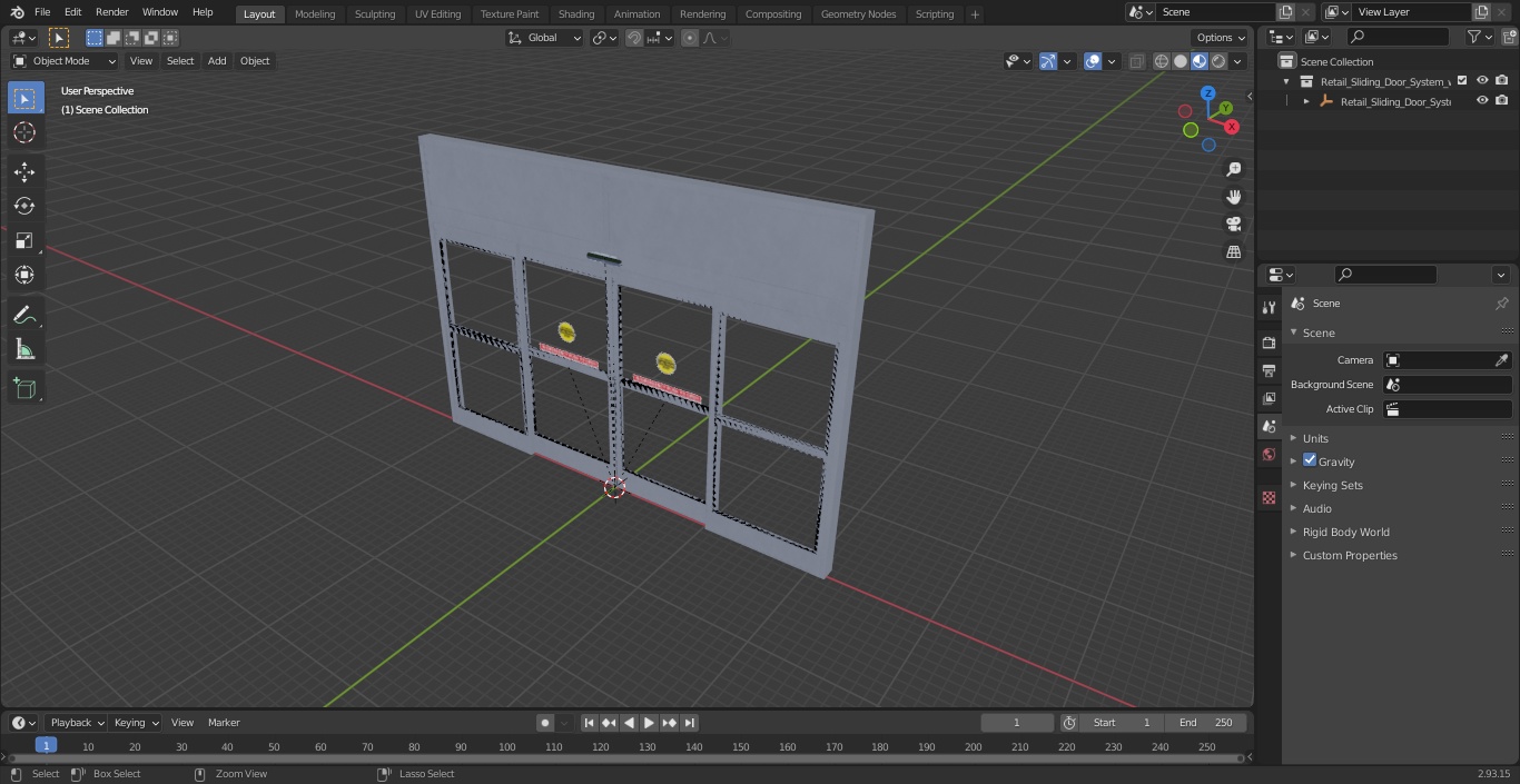 Retail Sliding Door System with Aluminium Framing 3D model