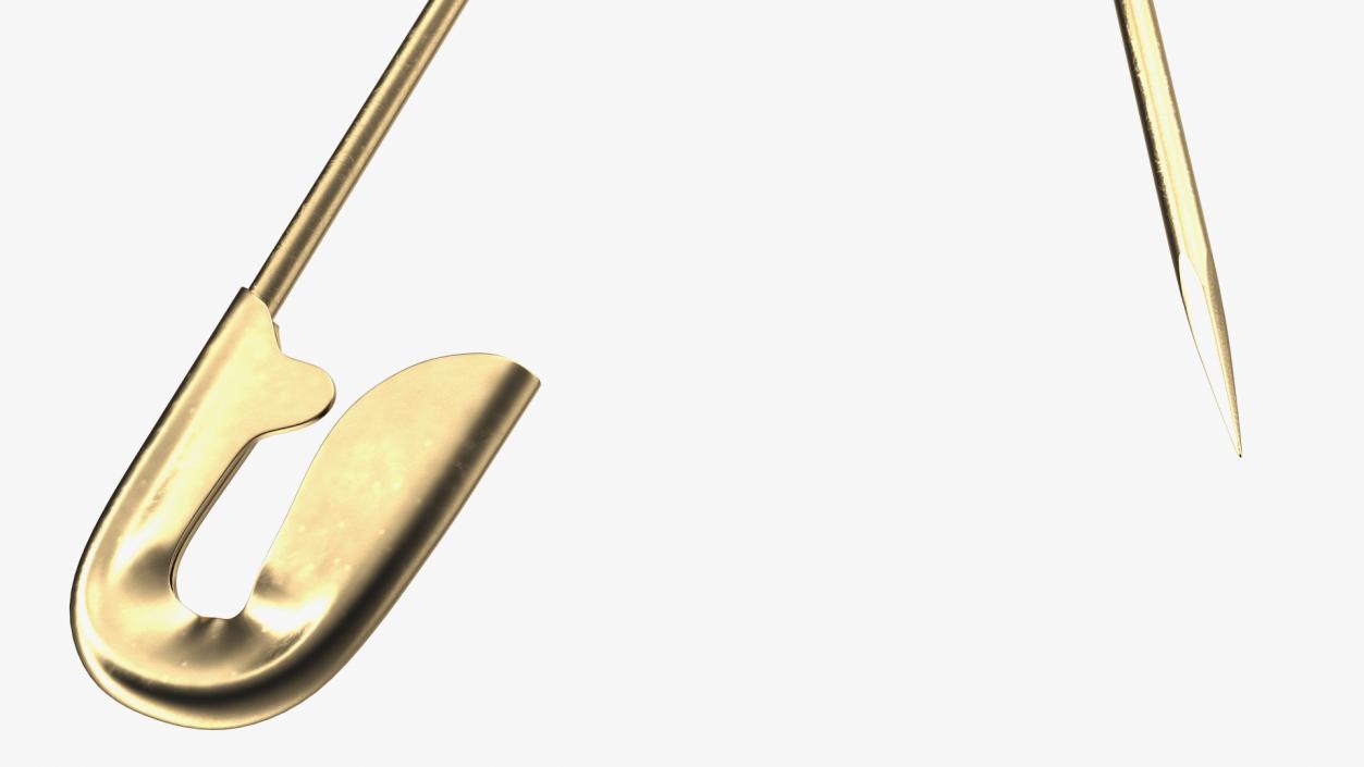 Golden Safety Pin Opened 3D model