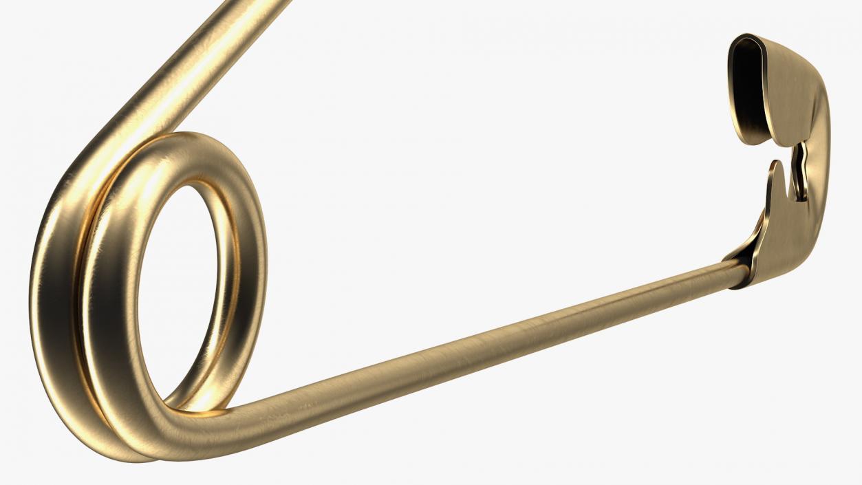 Golden Safety Pin Opened 3D model