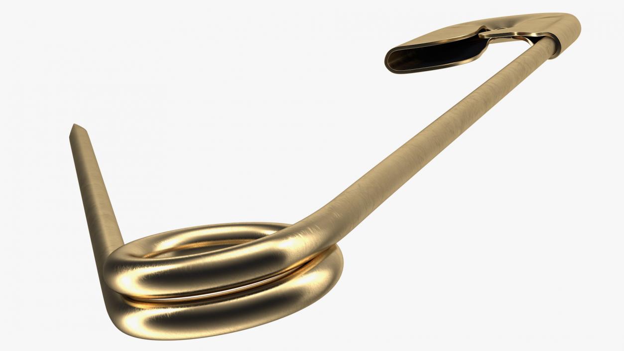 Golden Safety Pin Opened 3D model