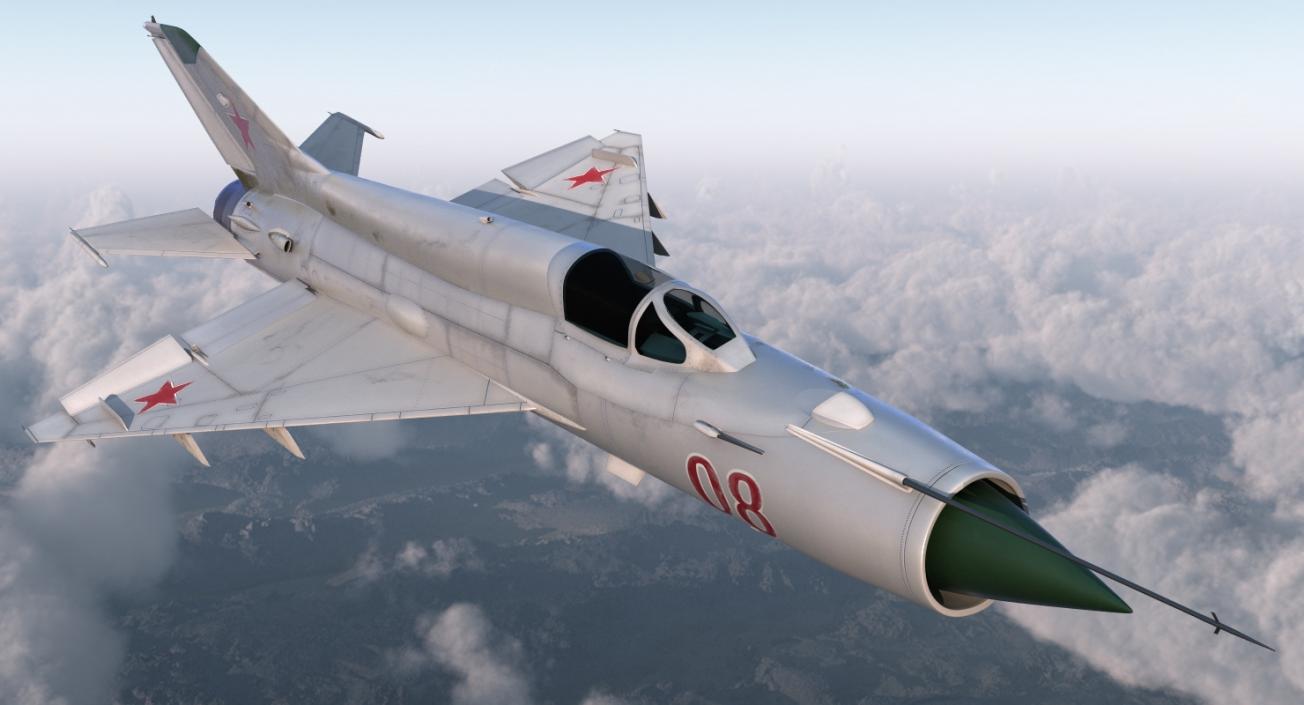 Fighter MiG-21 Fishbed Russian Rigged 3D