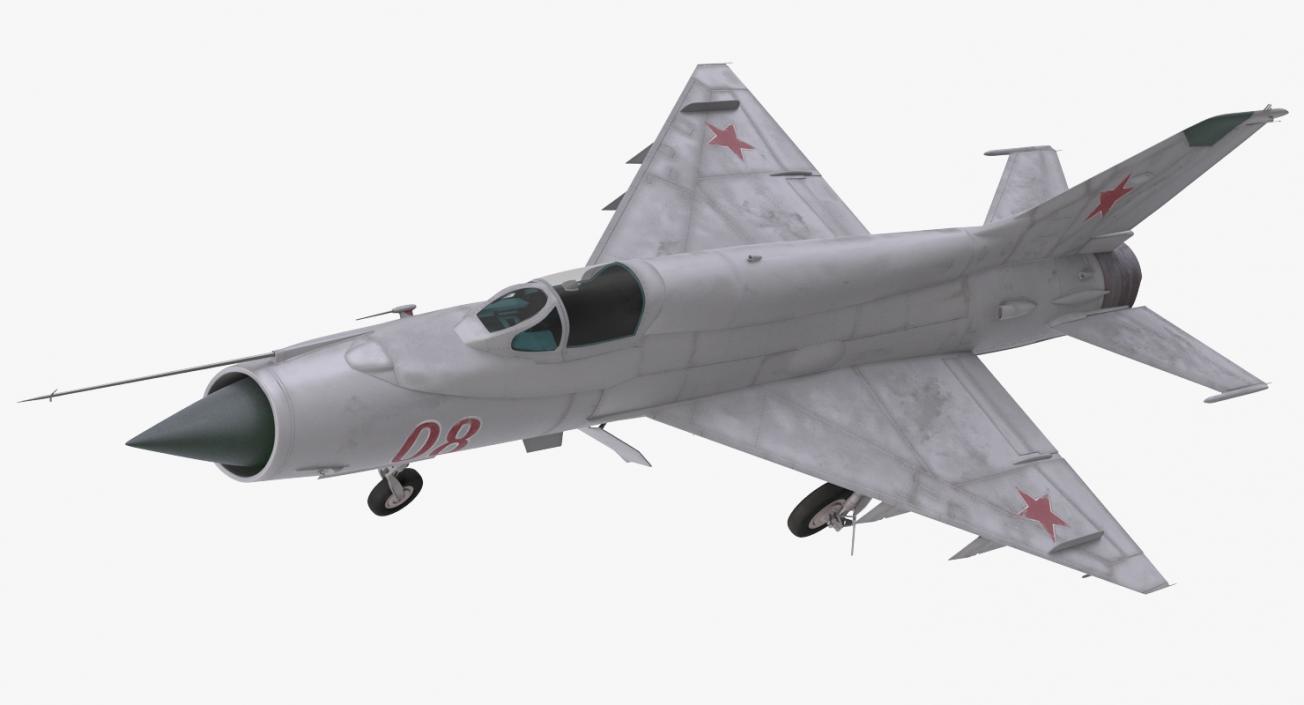 Fighter MiG-21 Fishbed Russian Rigged 3D