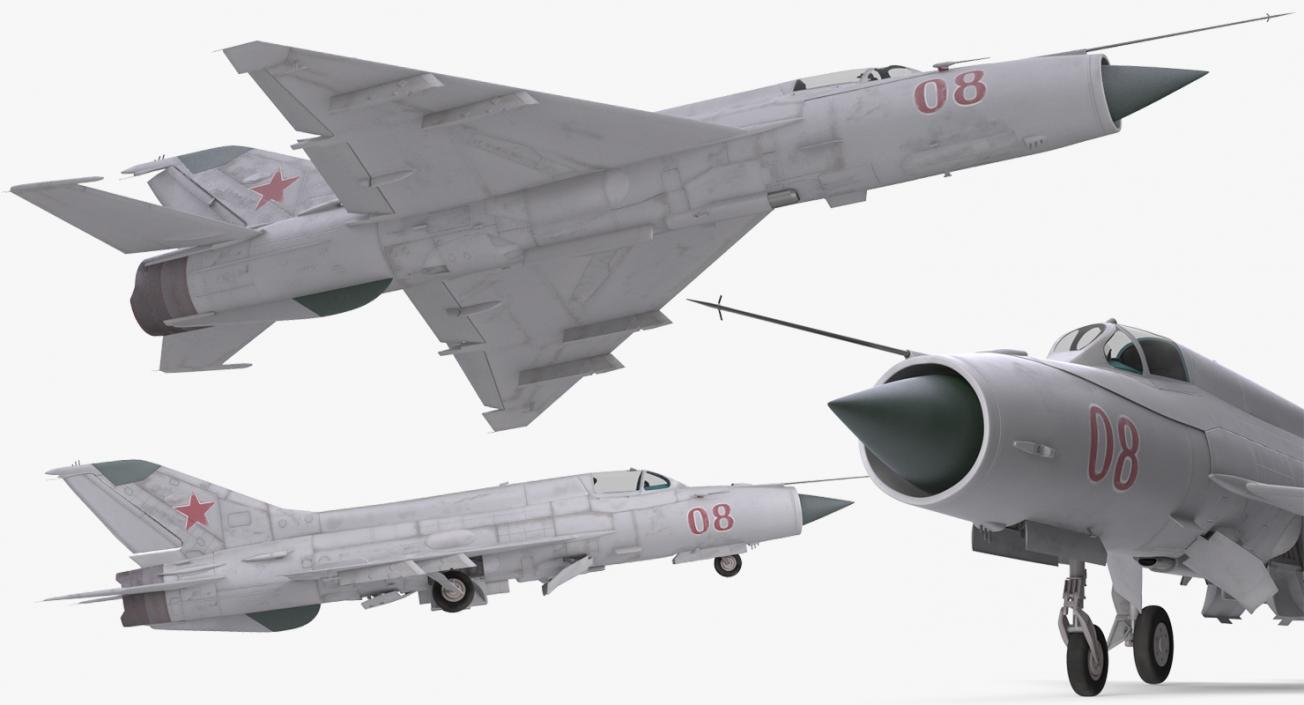 Fighter MiG-21 Fishbed Russian Rigged 3D