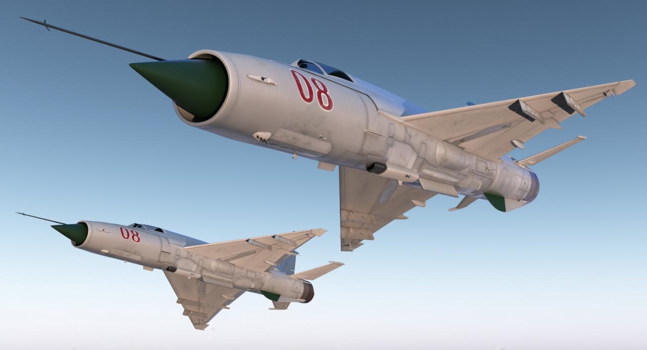 Fighter MiG-21 Fishbed Russian Rigged 3D