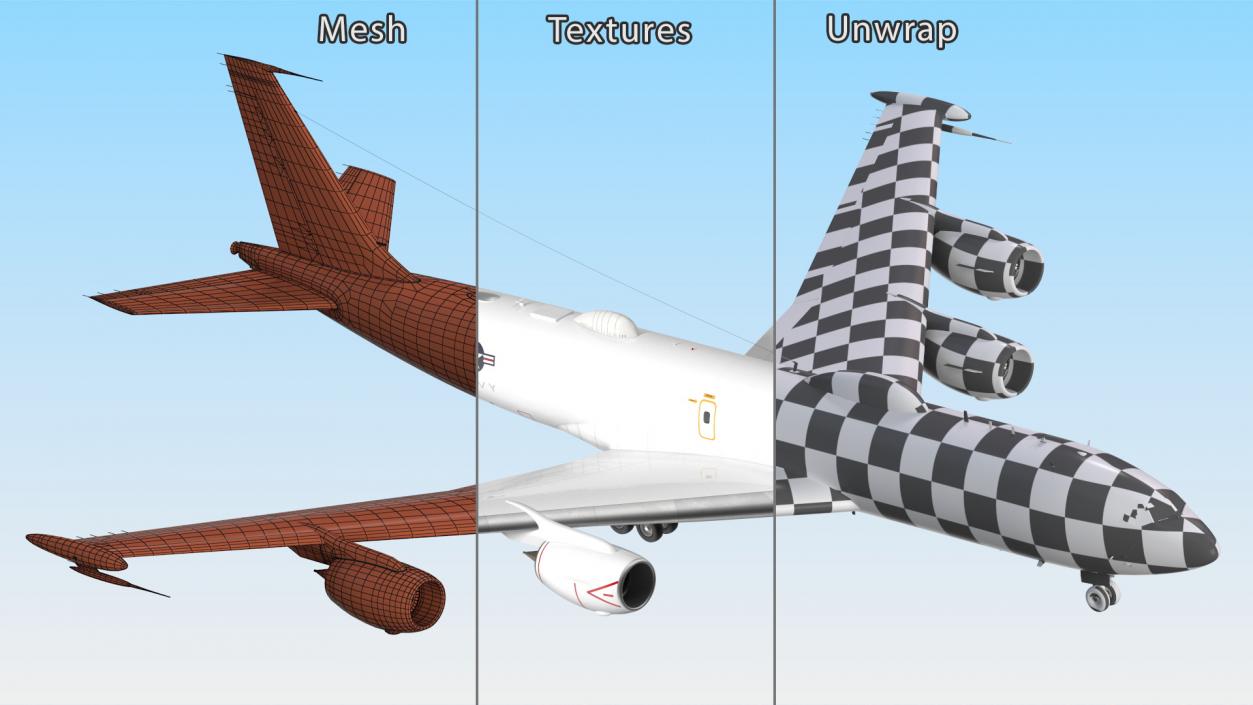 3D Boeing E-6 Mercury Aircraft Rigged for Cinema 4D model