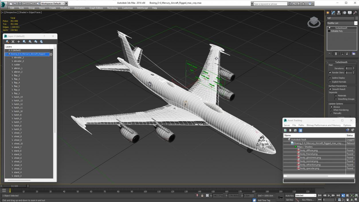 Boeing E-6 Mercury Aircraft Rigged 3D model