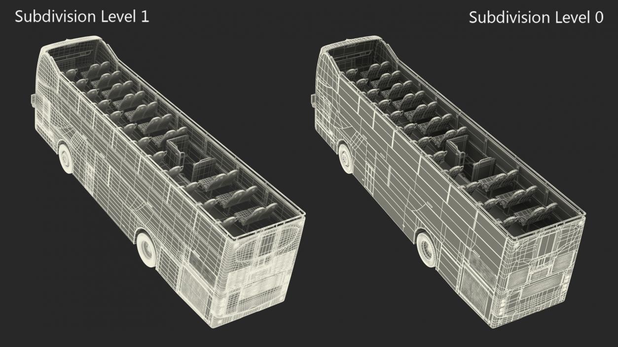 3D Open Top Double Decker Tour Bus Rigged model